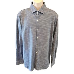 Slub Knit Button-Up Shirt stone rose heathered blue XL EUC long sleeve preppy
